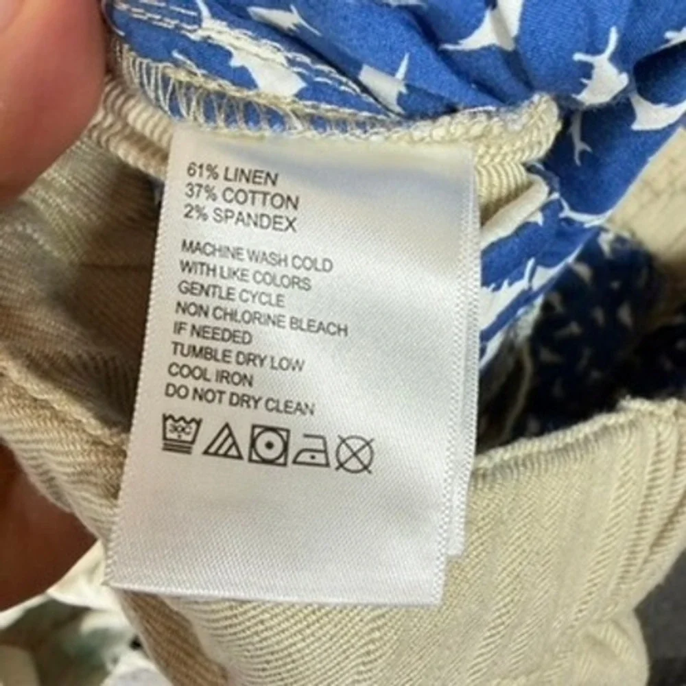 Tommy Bahama Mens Beige Linen Blend Elastic Waist Relaxed Straight Pants Size M